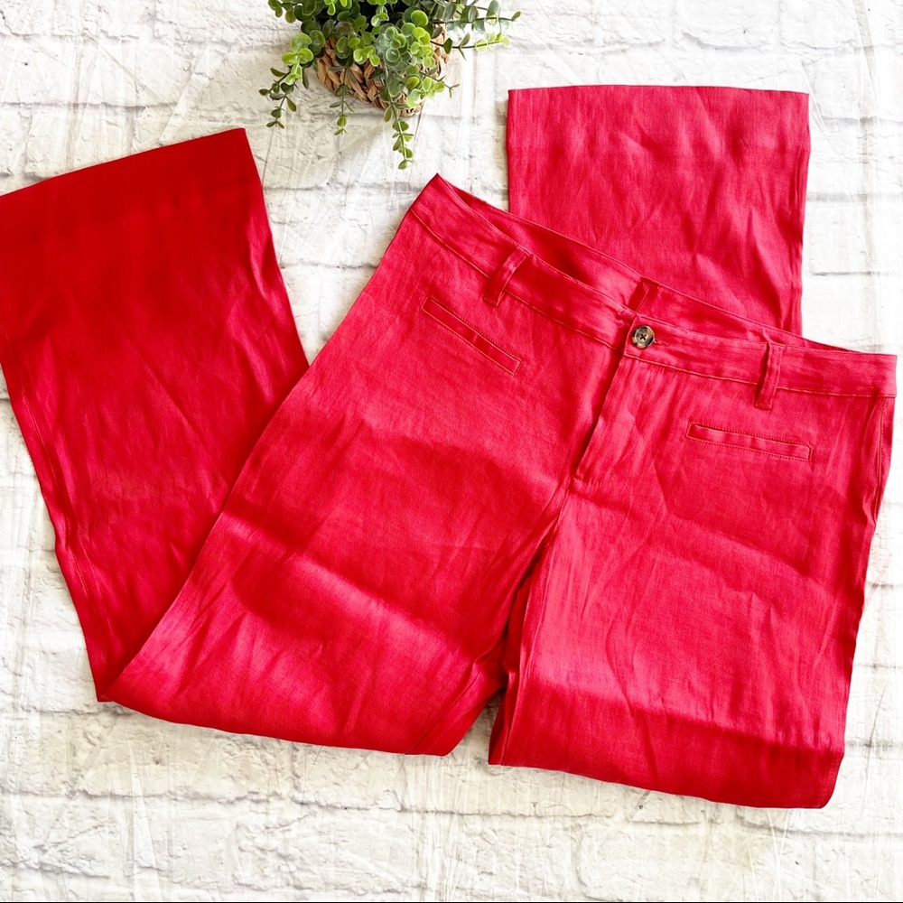 Cabi #5503R Valentine red linen trousers pants 16